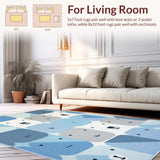 Ultra Soft Area Rug, Non Slip, Stain Resistant, Washable Area Rugs for Living Room, Bedroom, Adorable Bear Print Decor(Blue)