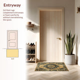 Ultra Soft Area Rug, Non Slip, Stain Resistant, Washable Area Rugs for Living Room, Bedroom, Luxurious Faded Medallion Style(Gold)