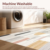 Ultra Soft Area Rug, Non Slip, Stain Resistant, Washable Area Rugs for Living Room, Bedroom, Abstract Boho Harmony with Geometric Lines and Earthy Tones(Gray)