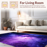 Ultra Soft Area Rug, Non Slip, Stain Resistant, Washable Area Rugs for Living Room, Bedroom, Vibrant Celestial Swirl Artwork(Purple)