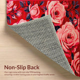 Ultra Soft Area Rug, Non Slip, Stain Resistant, Washable Area Rugs for Living Room, Bedroom, Elegant Warm Red Floral Theme(Red)