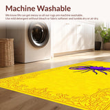 Ultra Soft Area Rug, Non Slip, Stain Resistant, Washable Area Rugs for Living Room, Bedroom, Elegant Purple and Yellow Harmony(Yellow)