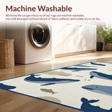 Ultra Soft Area Rug, Non Slip, Stain Resistant, Washable Area Rugs for Living Room, Bedroom, Serene Nautical Palette Composition(Blue)
