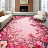 Ultra Soft Area Rug, Non Slip, Stain Resistant, Washable Area Rugs for Living Room, Bedroom, Pastel Coquette Rose Toilet Mat for Small Spaces(Pink)