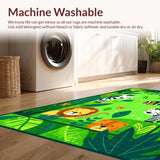 Ultra Soft Area Rug, Non Slip, Stain Resistant, Washable Area Rugs for Living Room, Bedroom, Lively Multicolor Animal Print(Green)