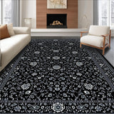 Ultra Soft Area Rug, Non Slip, Stain Resistant, Washable Area Rugs for Living Room, Bedroom, Contemporary Black Area Subtle Botanical(Black)