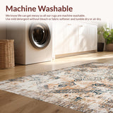 Ultra Soft Area Rug, Non Slip, Stain Resistant, Washable Area Rugs for Living Room, Bedroom, Rustic Tiled Design in Cream Tones(Beige)