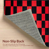 Ultra Soft Area Rug, Non Slip, Stain Resistant, Washable Area Rugs for Living Room, Bedroom, Chic Monochrome Checkered Layout(Red)