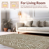 Ultra Soft Area Rug, Non Slip, Stain Resistant, Washable Area Rugs for Living Room, Bedroom, Stylish Tan Tiled Pattern Rug(Brown)