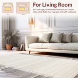 Ultra Soft Area Rug, Non Slip, Stain Resistant, Washable Area Rugs for Living Room, Bedroom, Vibrant Modern Textured Geometry(Beige)