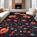 Ultra Soft Area Rug, Non Slip, Stain Resistant, Washable Area Rugs for Living Room, Bedroom, Ethereal Floral Ghost Motif(Red)
