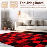Ultra Soft Area Rug, Non Slip, Stain Resistant, Washable Area Rugs for Living Room, Bedroom, Contemporary Bold Graphic Pattern(Red)