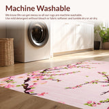 Ultra Soft Area Rug, Non Slip, Stain Resistant, Washable Area Rugs for Living Room, Bedroom, Charming Sakura Floral Motif(Pink)