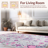 Ultra Soft Area Rug, Non Slip, Stain Resistant, Washable Area Rugs for Living Room, Bedroom, Stylish Modern Floral Fusion(Gray)