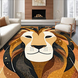 Ultra Soft Area Rug, Non Slip, Stain Resistant, Washable Area Rugs for Living Room, Bedroom, Charming Lion Jungle Aesthetic(Brown)