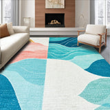 Ultra Soft Area Rug, Non Slip, Stain Resistant, Washable Area Rugs for Living Room, Bedroom, Beach Vibes Surfboard Carpet Coastal Wave Rug with Retro Surf Motif(Blue)