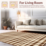 Ultra Soft Area Rug, Non Slip, Stain Resistant, Washable Area Rugs for Living Room, Bedroom, Sophisticated Warm Tones Geometry(Beige)