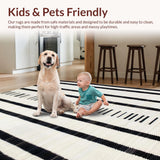 Ultra Soft Area Rug, Non Slip, Stain Resistant, Washable Area Rugs for Living Room, Bedroom, Chic Striped Minimalist Aesthetic(Black)