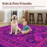 Ultra Soft Area Rug, Non Slip, Stain Resistant, Washable Area Rugs for Living Room, Bedroom, Stylish Abstract Geometric Floor Art(Purple)