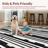 Ultra Soft Area Rug, Non Slip, Stain Resistant, Washable Area Rugs for Living Room, Bedroom, Striped Woven Rug: Modern Farmhouse Style Area Rug(Black)