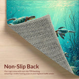 Ultra Soft Area Rug, Non Slip, Stain Resistant, Washable Area Rugs for Living Room, Bedroom, Underwater Paradise Shag Carpet With Sea Turtle Motif For Home Decor(Blue)