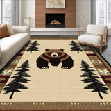 Ultra Soft Area Rug, Non Slip, Stain Resistant, Washable Area Rugs for Living Room, Bedroom, Rustic Wildlife Bear Aesthetic(Beige)