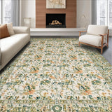 Ultra Soft Area Rug, Non Slip, Stain Resistant, Washable Area Rugs for Living Room, Bedroom, Charming Earthy Floral Motif(Ivory)