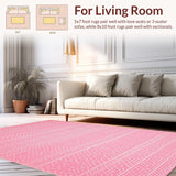 Ultra Soft Area Rug, Non Slip, Stain Resistant, Washable Area Rugs for Living Room, Bedroom, Lush Candy-Colored Modern Appeal(Pink)