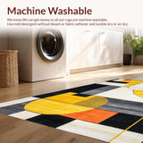 Ultra Soft Area Rug, Non Slip, Stain Resistant, Washable Area Rugs for Living Room, Bedroom, Chic Abstract Textured Aesthetic(Yellow)