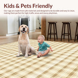 Ultra Soft Area Rug, Non Slip, Stain Resistant, Washable Area Rugs for Living Room, Bedroom, Trendy Cozy Fluffy Lattice Look(Beige)
