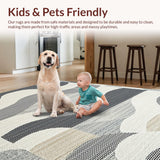 Ultra Soft Area Rug, Non Slip, Stain Resistant, Washable Area Rugs for Living Room, Bedroom, Softly Textured Scallop Visual(Gray)