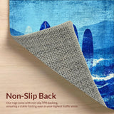 Ultra Soft Area Rug, Non Slip, Stain Resistant, Washable Area Rugs for Living Room, Bedroom, Tropical Beach Surfer Paradise Low Pile Rug with Artistic Wave Design(Blue)