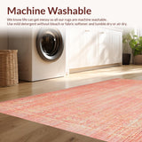 Ultra Soft Area Rug, Non Slip, Stain Resistant, Washable Area Rugs for Living Room, Bedroom, Modern Oriental Inspired Rug with Abstract Coral Velvet Pattern Details(Orange)