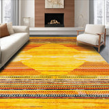Ultra Soft Area Rug, Non Slip, Stain Resistant, Washable Area Rugs for Living Room, Bedroom, Contemporary Round Floral Motif(Yellow)
