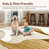 Ultra Soft Area Rug, Non Slip, Stain Resistant, Washable Area Rugs for Living Room, Bedroom, Chic Area with Artistic Beige and Coffee Swirl Design(Beige)
