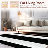 Ultra Soft Area Rug, Non Slip, Stain Resistant, Washable Area Rugs for Living Room, Bedroom, Timeless Vintage Striped Elegance(Black)