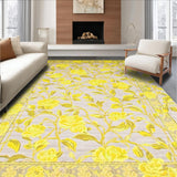 Lemon Zest Dream Round Bright Yellow & Beige Botanical Area(Yellow)