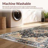 Ultra Soft Area Rug, Non Slip, Stain Resistant, Washable Area Rugs for Living Room, Bedroom, Earthy Toned Elegant Botanical Motif(Black)
