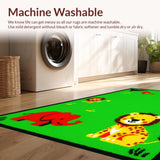 Ultra Soft Area Rug, Non Slip, Stain Resistant, Washable Area Rugs for Living Room, Bedroom, Playful Animal Alphabetic Pattern(Green)