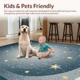 Ultra Soft Area Rug, Non Slip, Stain Resistant, Washable Area Rugs for Living Room, Bedroom, Whimsical Celestial Starburst Design(Blue)