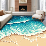 Ultra Soft Area Rug, Non Slip, Stain Resistant, Washable Area Rugs for Living Room, Bedroom, Summer Seaside Aesthetic Bedroom Non-Slip Area Rug(Blue)