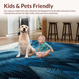 Ultra Soft Area Rug, Non Slip, Stain Resistant, Washable Area Rugs for Living Room, Bedroom, Rustic Earthy Tones Pattern(Blue)