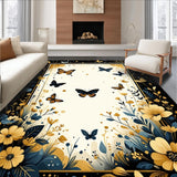 Ultra Soft Area Rug, Non Slip, Stain Resistant, Washable Area Rugs for Living Room, Bedroom, Rustic Earthy Bug Decor(Gold)