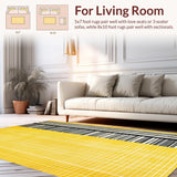 Ultra Soft Area Rug, Non Slip, Stain Resistant, Washable Area Rugs for Living Room, Bedroom, Rustic Minimalist Linear Arrangement(Yellow)