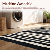 Ultra Soft Area Rug, Non Slip, Stain Resistant, Washable Area Rugs for Living Room, Bedroom, Modern Geometric Striped Area Rug for Entryway and Porch(Black)