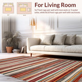 Ultra Soft Area Rug, Non Slip, Stain Resistant, Washable Area Rugs for Living Room, Bedroom, Bold Artistic Color Block Design(Red)