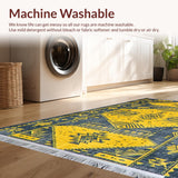 Ultra Soft Area Rug, Non Slip, Stain Resistant, Washable Area Rugs for Living Room, Bedroom, Distressed Low Pile Entryway Carpet for Minimal Living(Yellow)