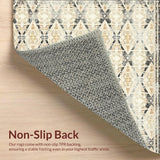 Ultra Soft Area Rug, Non Slip, Stain Resistant, Washable Area Rugs for Living Room, Bedroom, Beige Boho Diamond Vintage Inspired Geometric(Beige)