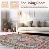 Ultra Soft Area Rug, Non Slip, Stain Resistant, Washable Area Rugs for Living Room, Bedroom, Bloom Washable Non-Slip Rug - Boho Inspired Home Accent(Orange)