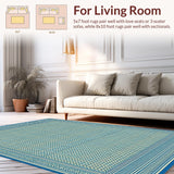 Ultra Soft Area Rug, Non Slip, Stain Resistant, Washable Area Rugs for Living Room, Bedroom, Vibrant Symmetrical Modern Elements(Blue)
